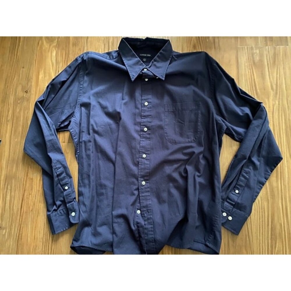 Lands' End Men's Button-Down Navy Shirt (Large)